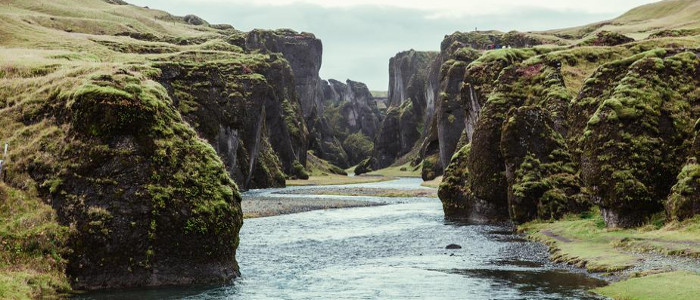 stream water passing through cliffs